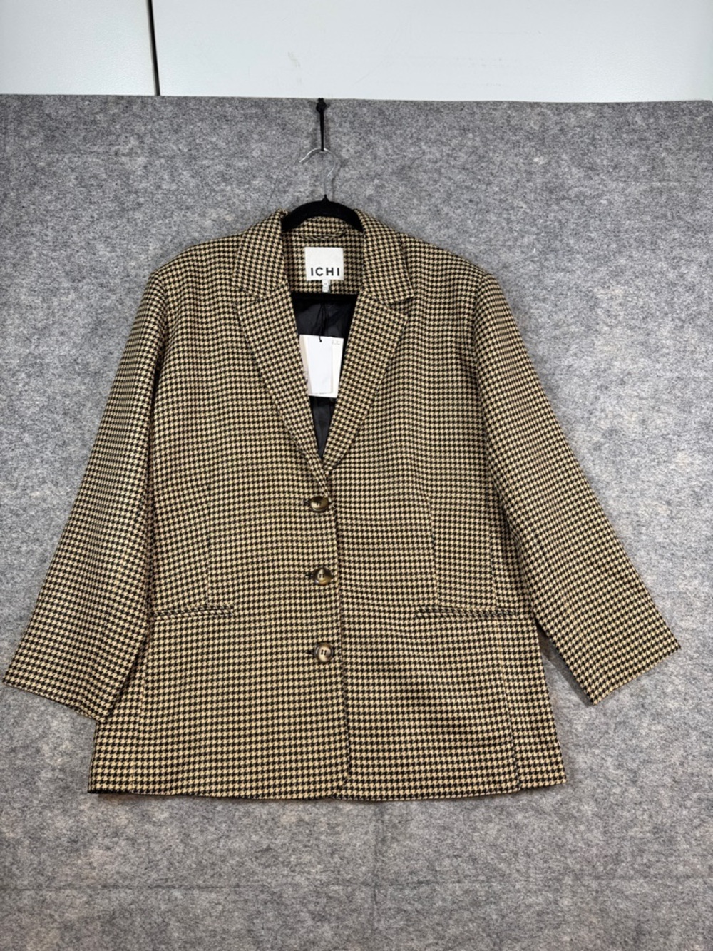 ICHI Houndstooth Blazer Jacket Size 40 Tailored Preppy Academia Oversized Fit - Picture 3 of 15
